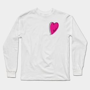 Hot Pink Heart Love Letters Line Art Long Sleeve T-Shirt